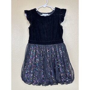 Colorful Planet Dress Girls Black Dress Velour Sequin 4t Party Holiday Tulle
